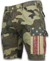 Korte Broeken Heren - Slim Fit Camouflage Shorts - Licht Groen