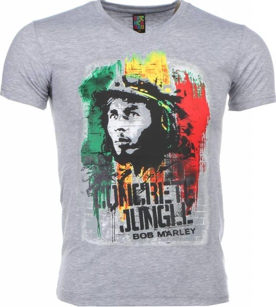 T-shirt Fanatic Local - Imprimé Bob Marley Concrete Jungle - Gris - Taille: S