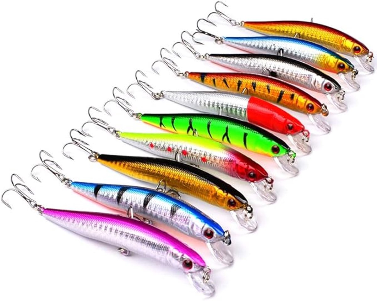 S&Dshopline® 10 stuks Vislokmiddelen Harde Minnow Lokmiddelen, Levensechte Swimbait Vislokmiddelen, Minnow Harde Aas Baars Forel Lokmiddel Kit Topwater Harde Lokmiddelen Crankbait Swimbait voor Zoutwater Zoetwater