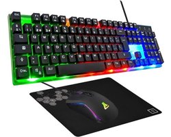 StayPowered Keyboard en Muis Set - Complete Gaming Setup in Één - 105 Toetsen met Anti-Ghosting - Verlichte Muis tot 2600 DPI - Antislip Muismat - Plug-and-Play Compatibiliteit - Geschikt voor PC/PS4/PS5 - Zwart - Levering Sneller dan Aangegeven!