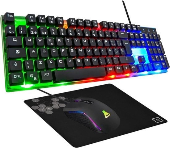 StayPowered Keyboard en Muis Set - Complete Gaming Setup in Één - 105 Toetsen met Anti-Ghosting - Verlichte Muis tot 2600 DPI - Antislip Muismat - Plug-and-Play Compatibiliteit - Geschikt voor PC/PS4/PS5 - Zwart - Levering Sneller dan Aangegeven!