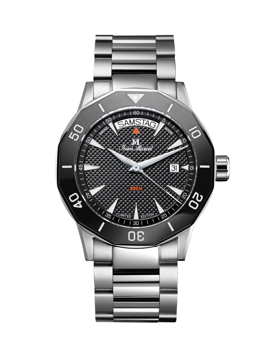 Jean Marcel Tropical Diver - horloge - zwart - stalen band - 42 mm