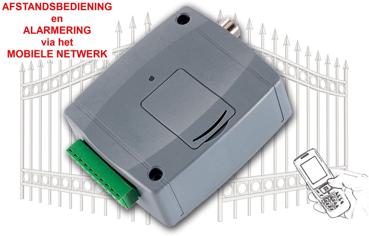 REMOTE CONTROL - Afstandsbediening - Deurbediening - Hek-toegangsbediening - Alarmering - via 2G mobiele netwerk - incl voeding - 622