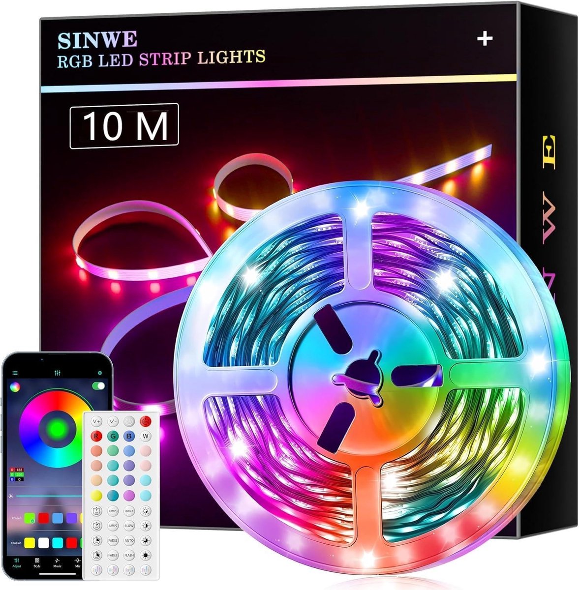 Image of 10 m RGB Ledstrip - Slimme Dimbare Verlichting met Muzieksynchronisatie en Afstandsbediening voor Thuis