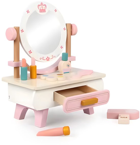 Roveli Toys® Kaptafel - Hout - Kleurrijk - Speelgoed - Kaptafel Kind- Met Accessoires