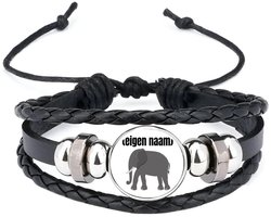 Akyol - olifant met eigen naam armband zwart - Olifant - olifanten liefhebbers - iemand die houdt van olifanten - verjaardag - cadeau - kado