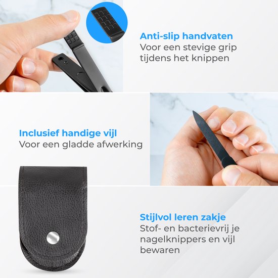 Nuvance Nagelknipper - 4 in 1 - Incl. Nagelvijl - Nageltang - Teennagelknipper - Kalknagel - Zwart