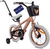 Vélo pour enfants Verdant Bike pour garçons de 3 à 5 ans, 14 pouces Cappuccino, de 3 à 6 ans, avec roues d'entraînement, barre de poussée, freins à main