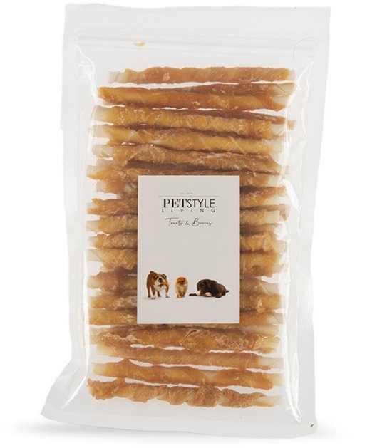 Petstyle Living Gedraaide Sticks met Kip - Hondensnacks - 12,5cm - 30 Stuks - Kauwsticks - Kauwstaafjes