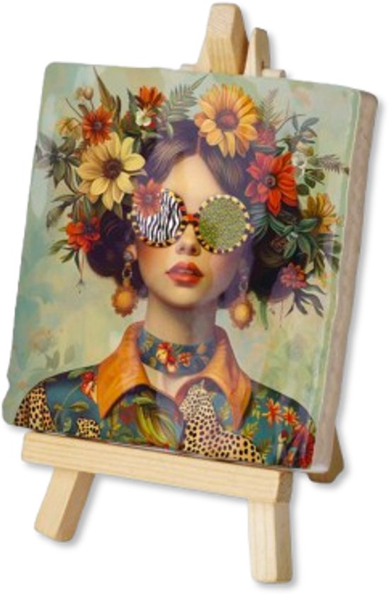 Kunsttegeltje - Miss Match - Handgemaakt - Met houten ezeltje