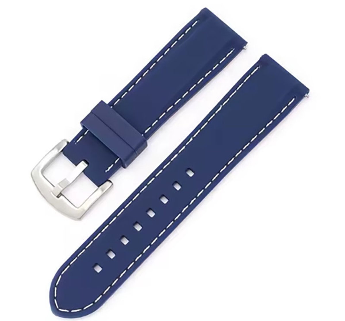 Actie4you® - Rubber Siliconen horlogeband - Geschikt voor o.a. op o.a Casio Seiko Citizen en alle andere merken - Universeel - 18MM - Donker Blauw met Witte stiksels
