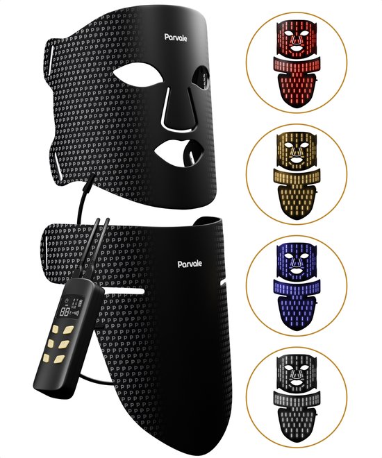 PARVALE® Led Gezichtsmasker - Collageen & Led Masker - Infraroodlamp - Rood Licht Therapie - Infraroodtherapie - Red Light Therapy - Led Face Mask - Ook Voor Nek