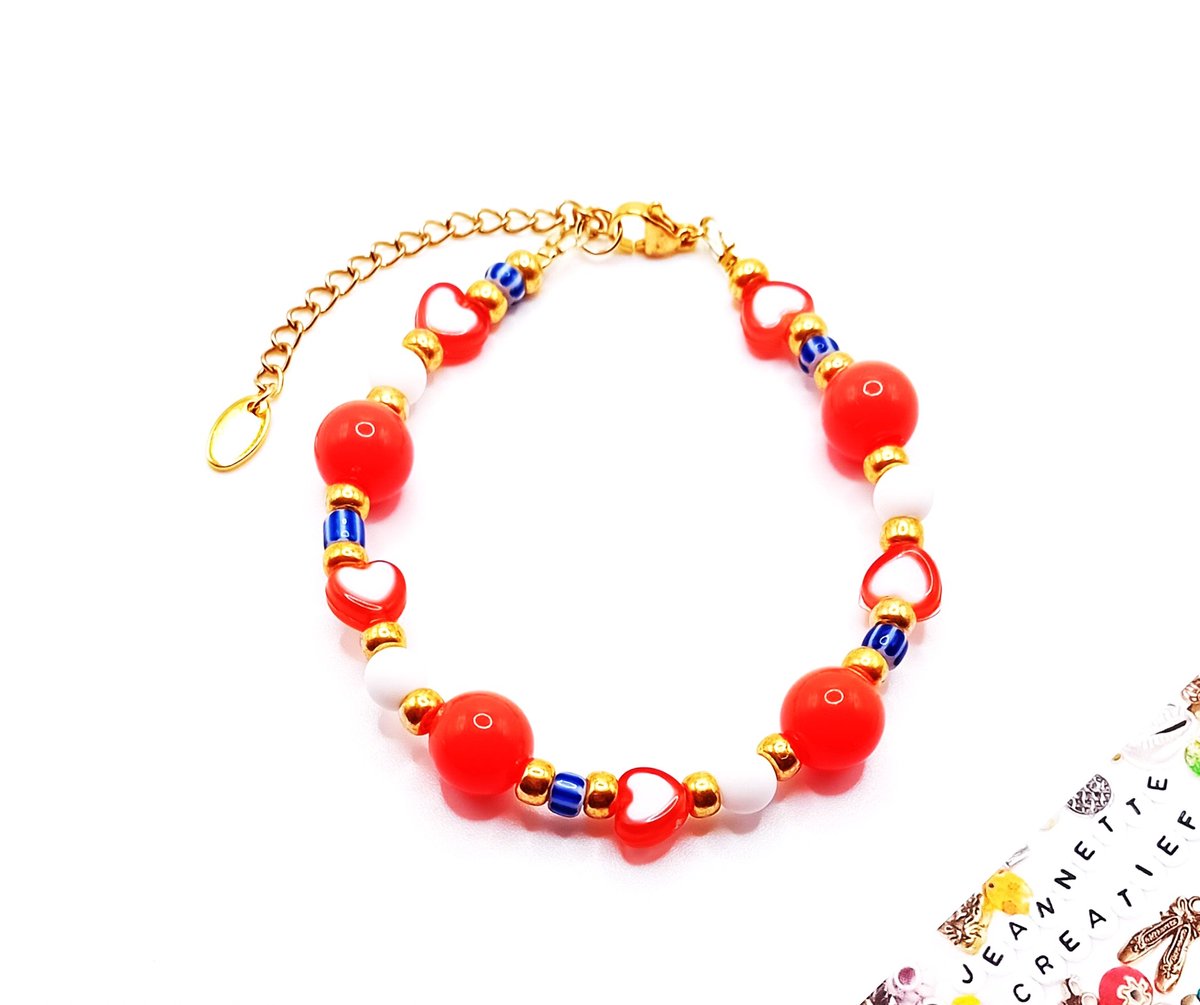 Jeannette-Creatief® - Holland - Oranje Boven Kralen Armband Rood Wit Blauw Goud Oranje - Armband - Koningsdag