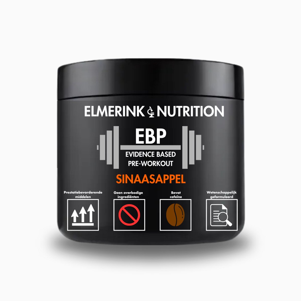 EBP Pre-Workout met Cafeïne – Sinaasappelsmaak – 30 Doseringen – Compact maar Hooggedoseerd – Wetenschappelijk Onderbouwd Supplement voor Krachttraining – Elmerink Nutrition