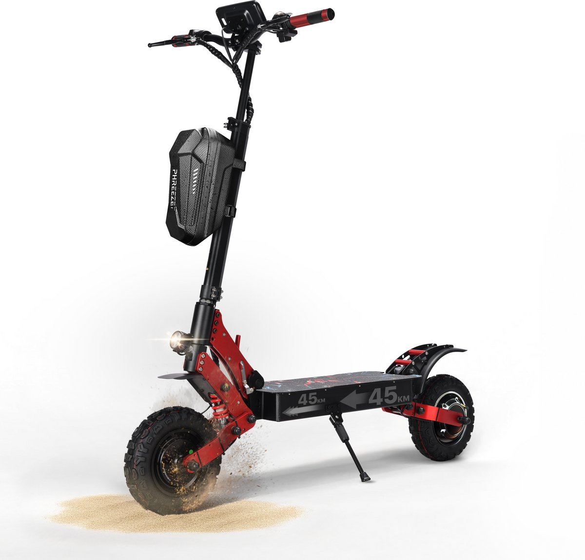 Phreeze Elektrische Step met Telefoonhouder - 25KM/H - Voor Volwassenen - NFC Slot - 10 Inch Luchtbanden - Dubbele Vering - 45 KM Actieradius - 500W - Opvouwbaar - Zwart