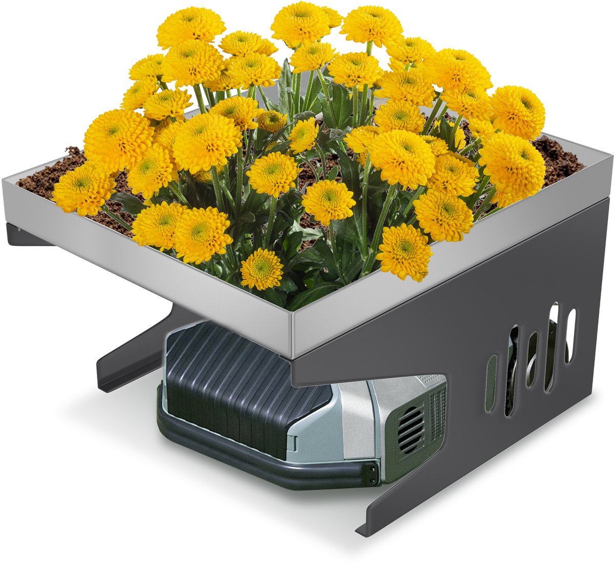 Aufun Grasmaaiergarage, 70 x 60 x 42,5 cm, metalen carportbescherming, weerbestendig en stofdicht, geschikt voor robotmaaiers, roestvrij staal