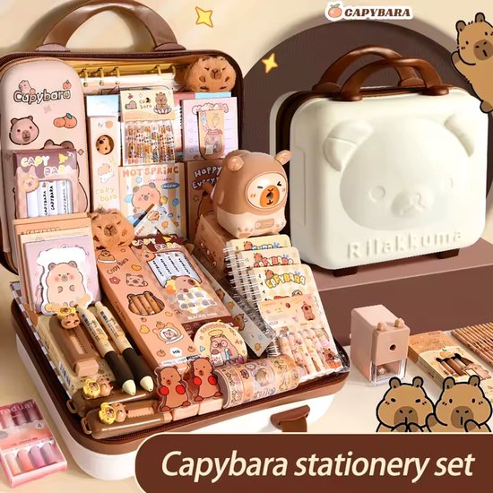 Realjoy set van 49 stuks Capybara kantoorartikelen, Capybara Realjoy set van 49 stuks Capybara kantoorartikelen, Capybara
