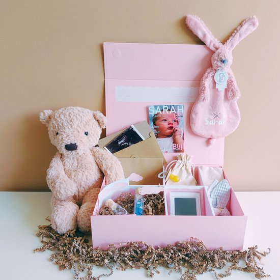 Foto: Gepersonaliseerde my baby memory box roze 30 delig baby herinneringen doos kraamcadeau met naam baby geschenkset persoonlijk cadeau meisje
