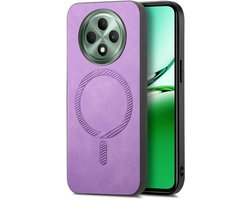 MagSafe hoesje voor Oppo Reno12 F/Reno12 FS - Phonesta Retro Vegan Leather Back Cover - Paars