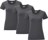 Senvi Dames t-shirt ronde hals 3-pack - Donker Grijs Melee - Maat XL