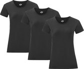 Senvi Dames t-shirt ronde hals 3-pack - Zwart - Maat XS