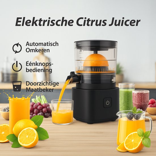 Elektrische Citruspers - Stil & Compact - Met Deksel, Anti-drup Systeem, Automatische Rotatie & Kabelopslag - Voor Sinaasappel, Citroen, Limoen van Merkloos — afbeelding 3