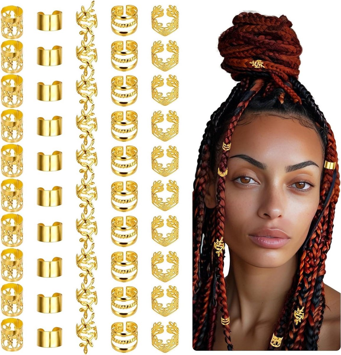 Gouden dreadlock kralen - 50 stuks - accessoires voor dreadlocks en vlechten