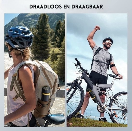 Intelectro Elektrische Fietspomp - Compressor - Draagbare Elektrische Pomp - Ingebouwde Powerbank - Compressor voor Fiets, Auto, Motor, Basketballen en Elektrische Step - Ingebouwde Lamp - 150PSI - 4500mAh Powerbank - Levering sneller dan aangegeven! — afbeelding 2