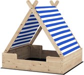 Bol.com Zandbak met Weerbestendig Tentdak voor 3 Kinderen 120x120x1265 cm aanbieding