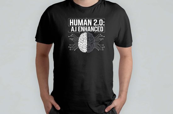 Human 20 AI Enhanced - T Shirt - AI - ArtificialIntelligence - Machine - Robot - NextGenAI - KunstmatigeIntelligentie - ToekomstVanAI - AIGestuurd - AIRevolutie