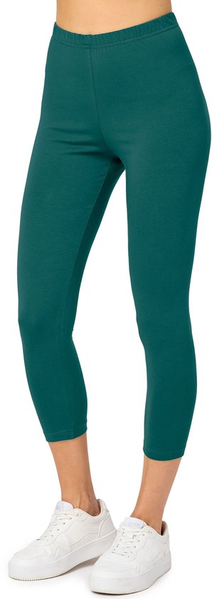 Merry Style MS-MS10-199-LE Dames Capri Leggings - Sport - Vrijetijdsbroek - 3/4 Lengte - Katoen - Sporbroek - Yogabroek - Smaragdgroen - 3XL