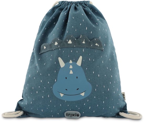 Trixie Zwemtas - Mr. Triceratops - Gymtas voor kinderen - Waterafstotend - Turnzak met trekkoord - Voor jongens en meisjes - Blauw – Dino