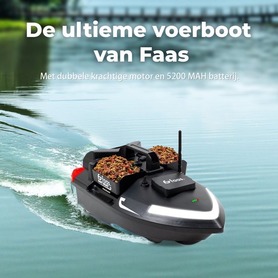 Faas Bait Boat T60 - pour la pêche à la carpe - Bateau de pêche avec télécommande, GPS, régulateur de vitesse et batterie