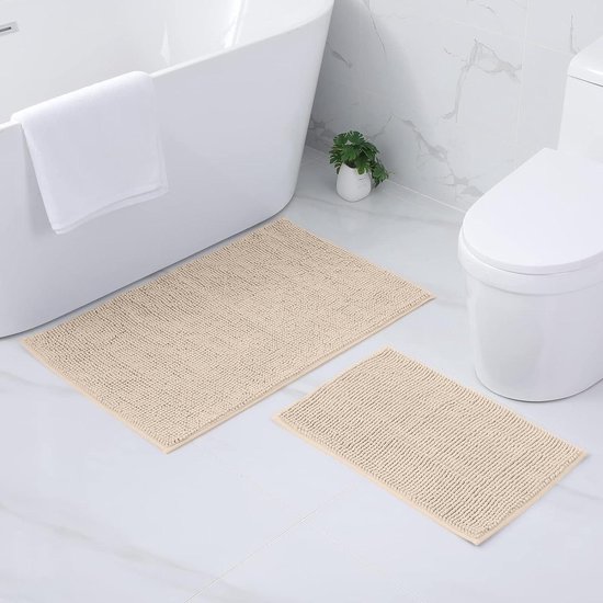 S&S-Shop Badmat set | blauw | Milaan | met uitsparing | 2-delig | antislip | WC-mat 50 x 45 cm | badmat 50 x 90 cm | badmat | tapijt | badkamer | badkamer