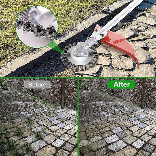 Onkruidborstel Voor Bosmaaier Met 25,4 Mm Boring En Draadborstel Voor Mosverwijdering Effectieve Onkruidverwijdering 20 Cm Breedte