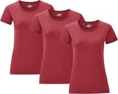 Senvi Dames t-shirt ronde hals 3-pack - Rood Mêlee - Maat M