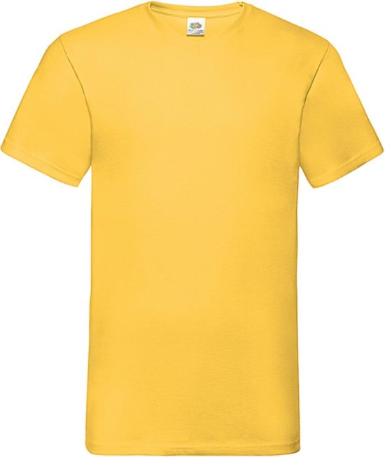 Fruit Of The Loom - 5 Stuks Valueweight T-Shirts V-Hals - Geel - XL