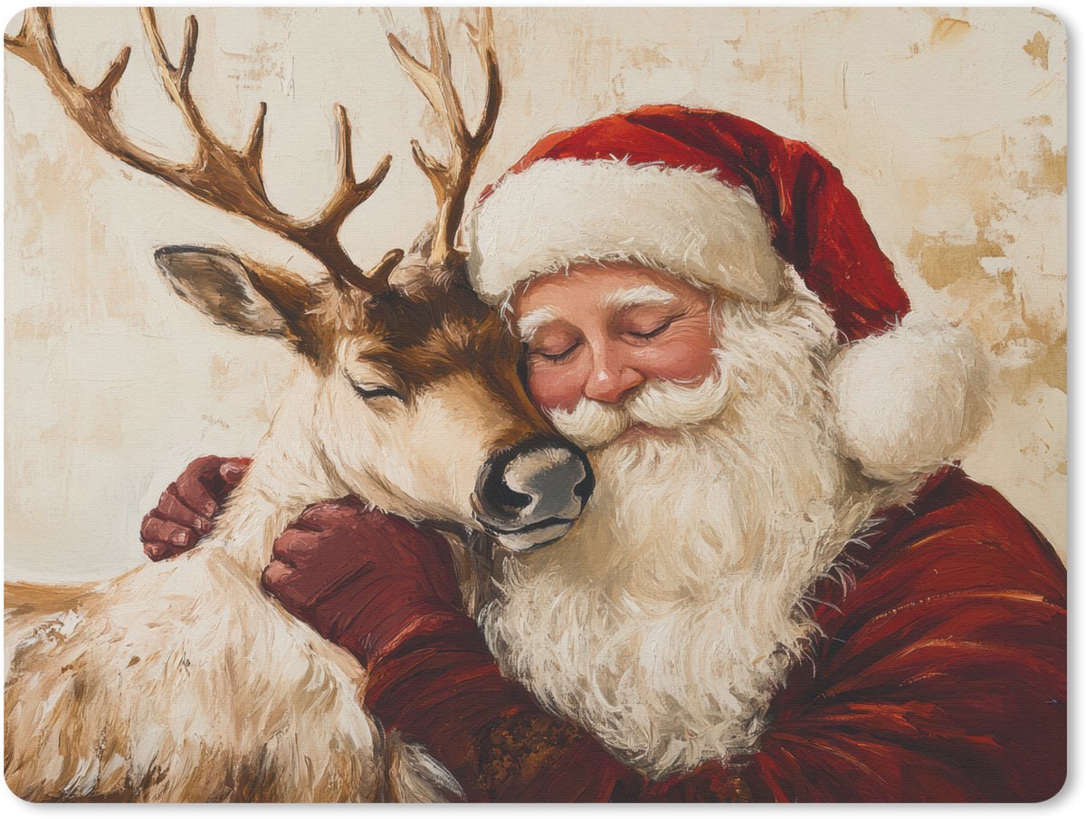 Muismat 23x19 cm - Mousepad Kerstman - Rendier - Kerst - Christmas - Muismatten