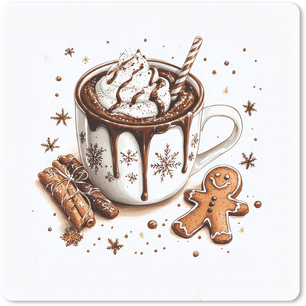 Muismat 30x30 cm - Mousepad Chocomel - Decoratie - Koek - Winter - Kerst - Muismatten