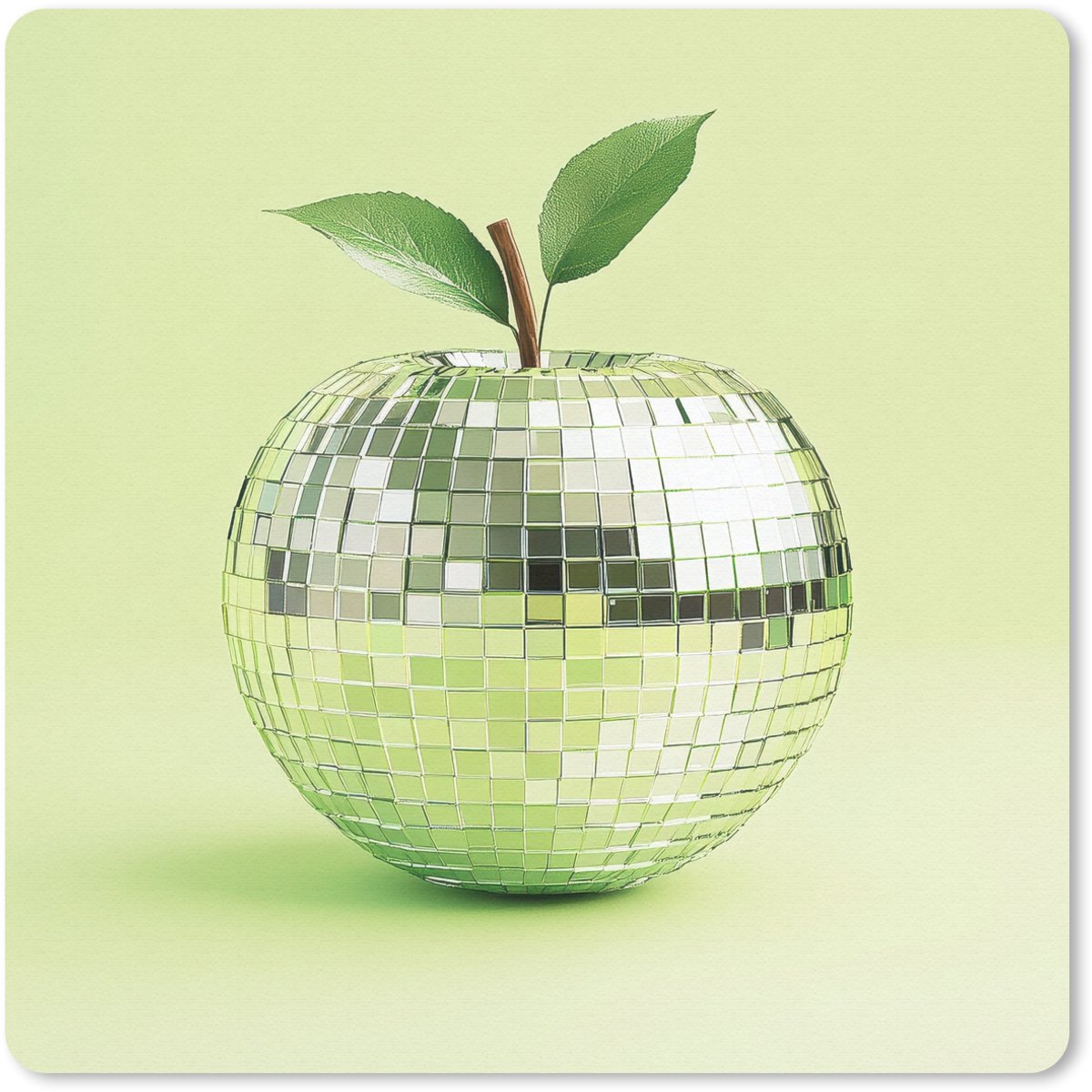 Muismat 30x30 cm - Mousepad Groen - Disco - Decoratie - Appel - Muismatten