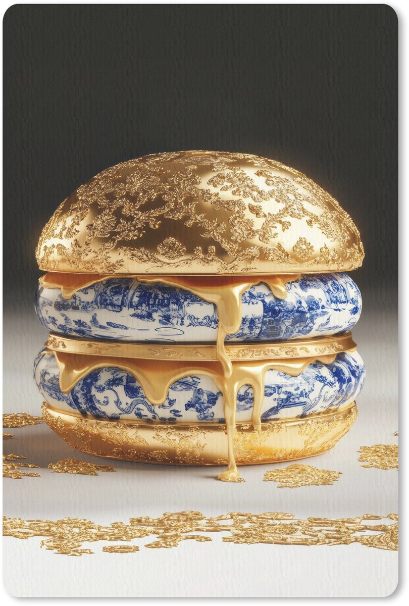 Muismat 18x27 cm - Mousepad Delftsblauw - Goud - Burger - Muismatten
