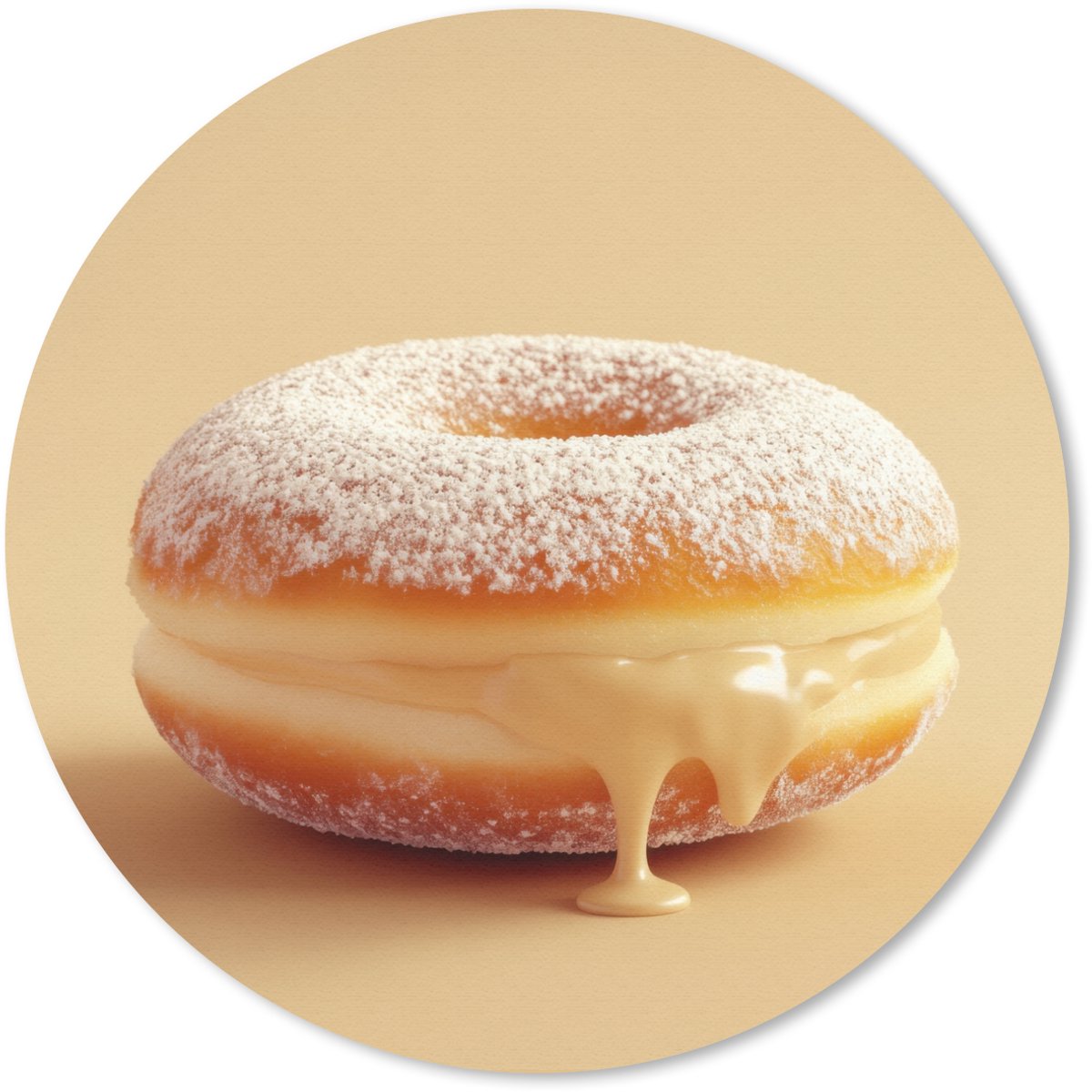 Muismat rond 50x50 cm - Mousepad Donut - Romig - Poedersuiker - Beige - Ronde muismatten