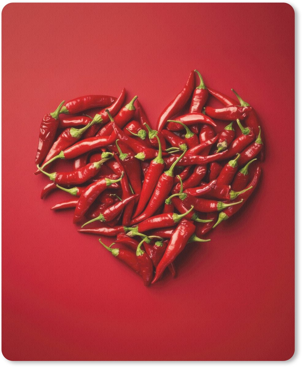 Muismat 19x23 cm - Mousepad Pepers - Rood - Hart - Muismatten