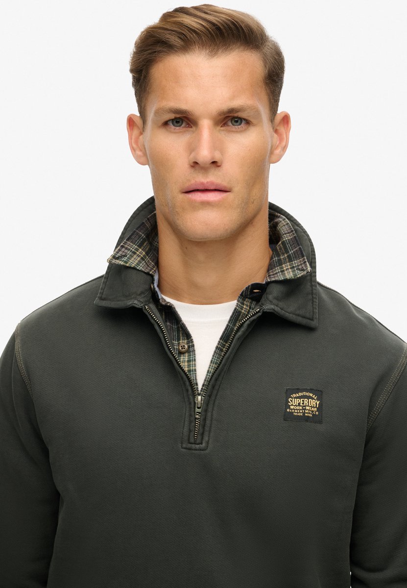 Superdry Sweatshirt met contrasterende stiksels en halve rits Heren Hoodies Zwart