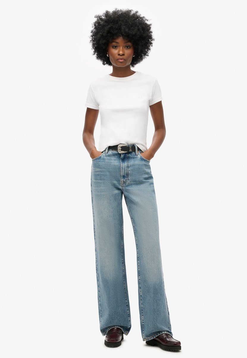 Superdry Jeans met wijde pijpen van biologisch katoen Dames Jeans Houston Mid Vintage