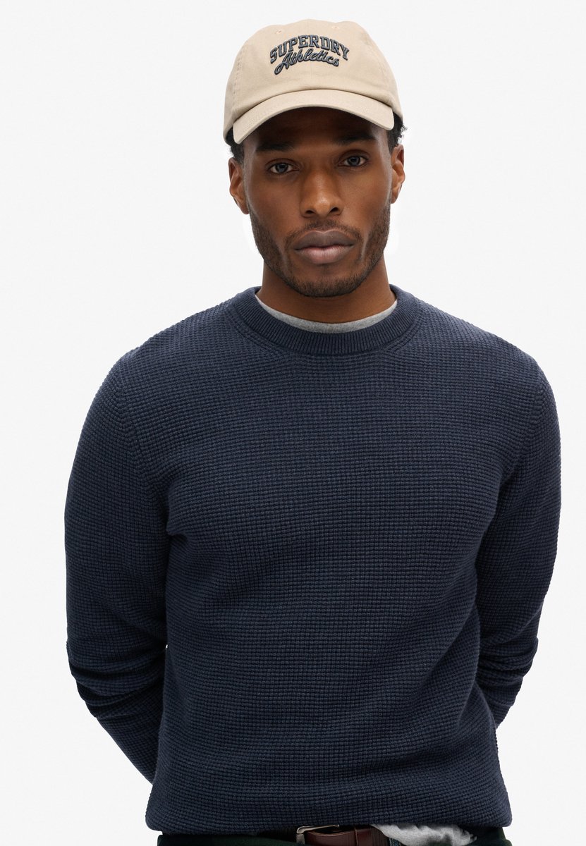 Superdry Gebreide trui met ronde hals en textuur Heren Sweaters Marineblauw
