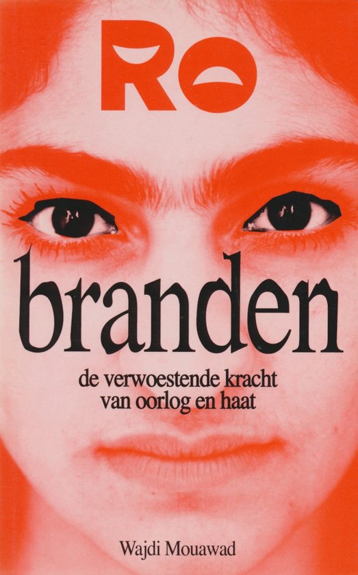 Couverture de livre sur fond rouge avec le texte 'Ro branden de verwoestende kracht van oorlog en haat'.