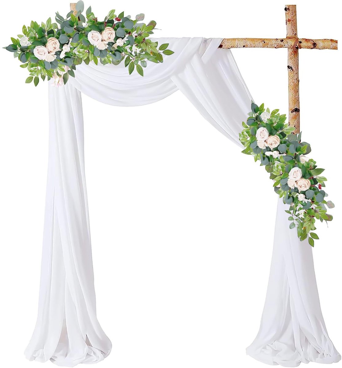 Ibenzoa® Schitterende Witte Chiffon Gordijnen voor Bruiloft en Feestdecoratie - Tule Achtergrond 70x550 cm