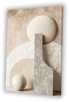 Formes abstraites style Japandi - Toile abstraite - Cercle d'art mural - Japandi - Peintures classiques - Décoration murale de chambre - Toile 60x90 cm