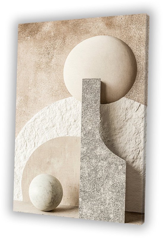 Formes abstraites style Japandi - Toile abstraite - Cercle d'art mural - Japandi - Peintures classiques - Décoration murale de chambre - Toile 60x90 cm